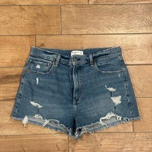 Abercrombie & Fitch Blue Jean Shorts Distressed High-Waisted